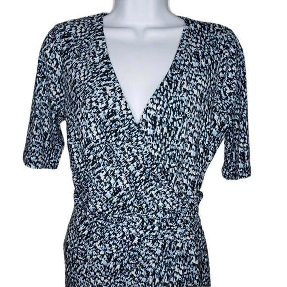 Ann Taylor Women's Blue/Black Mock Wrap Dress Sz S (1249) - Picture 2 of 6